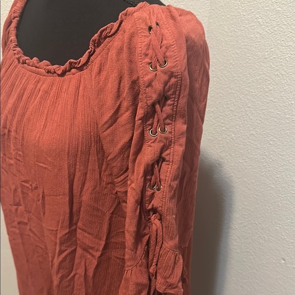 NAIF Orange Casual Sundress with Puff Sleeves - Picture 2 of 3
